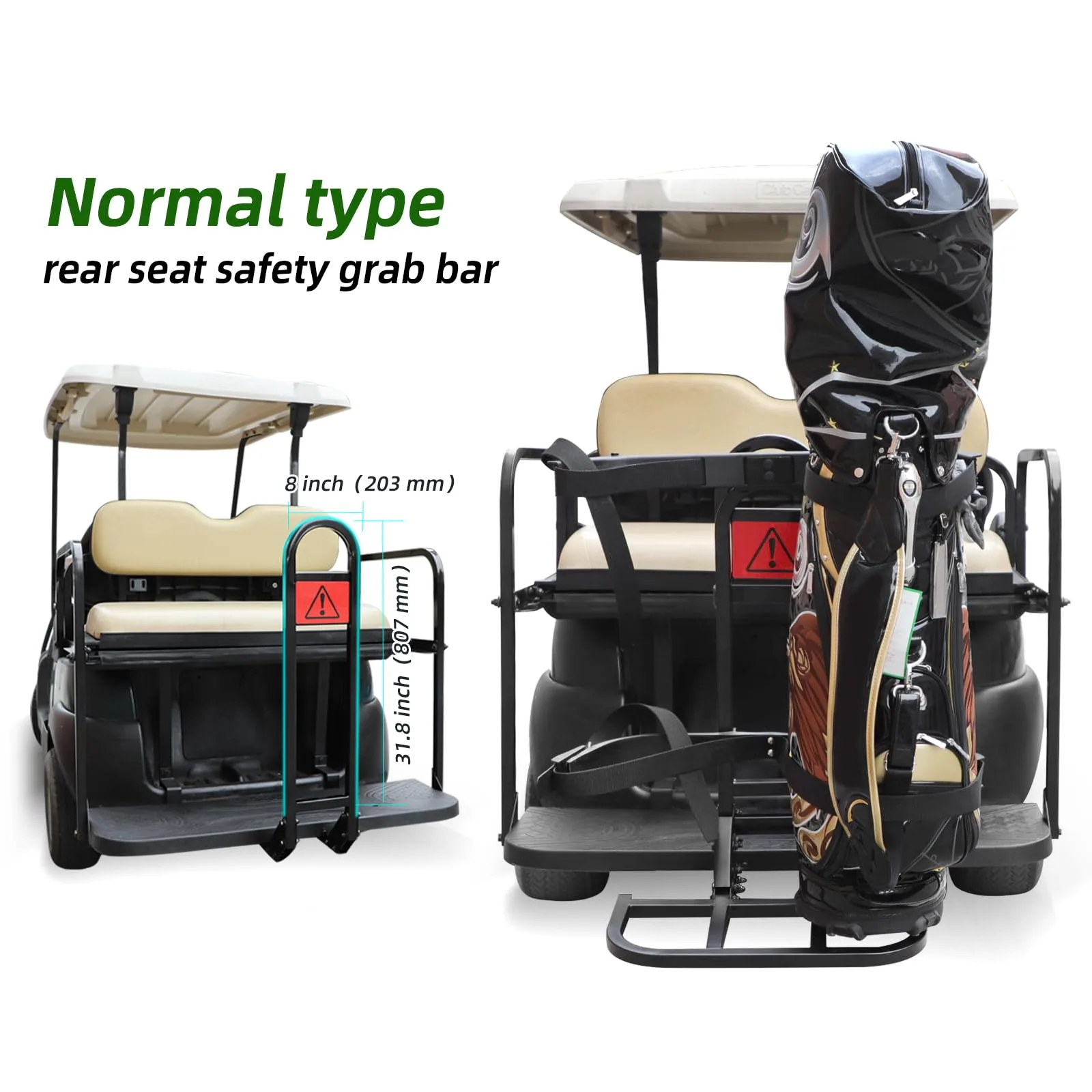 Roykaw Rear Seat Golf Bag Holder Rack RG-0356 — Fits E-Z-GO, Club Car, Yamaha image 2