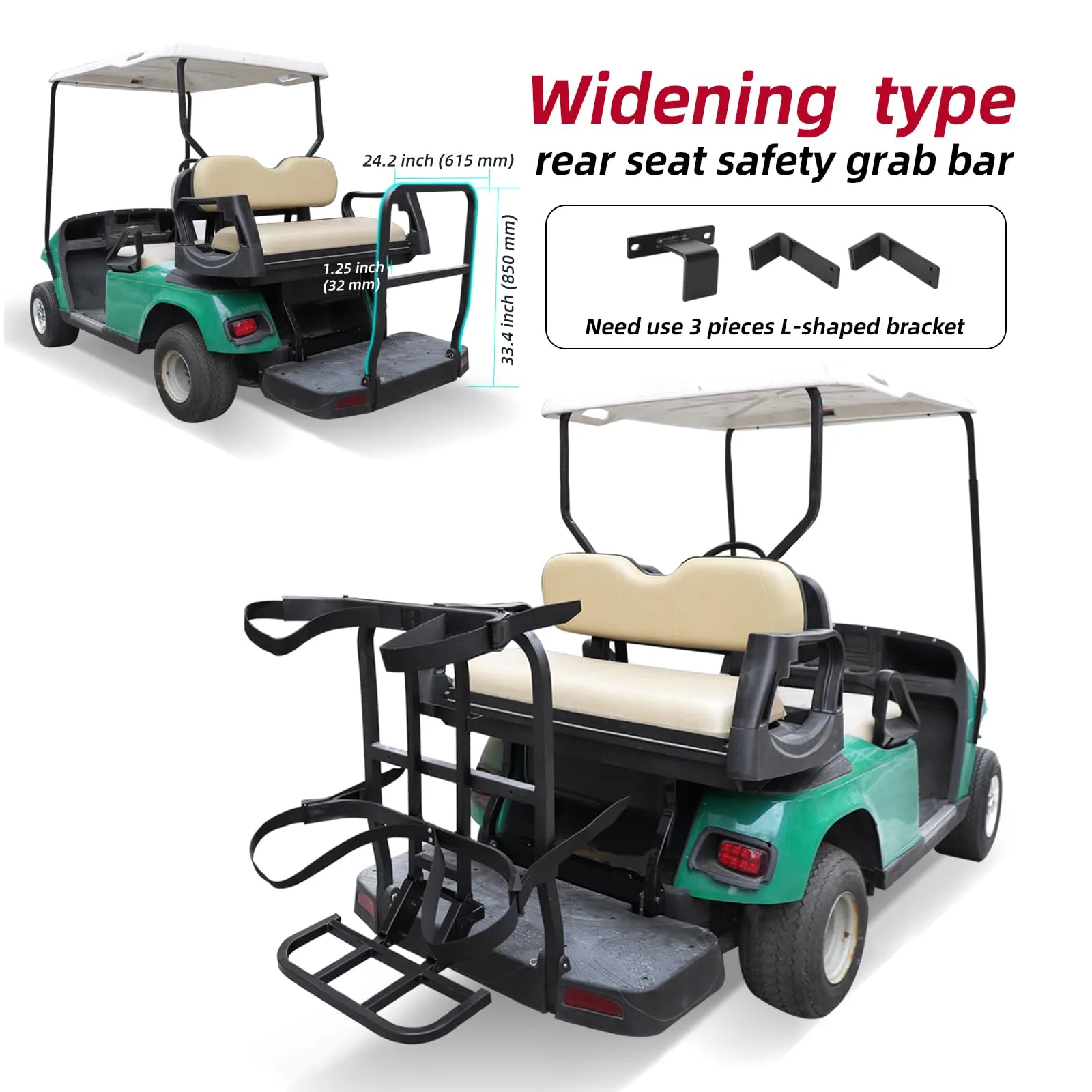 Roykaw Rear Seat Golf Bag Holder Rack RG-0356 — Fits E-Z-GO, Club Car, Yamaha image 3
