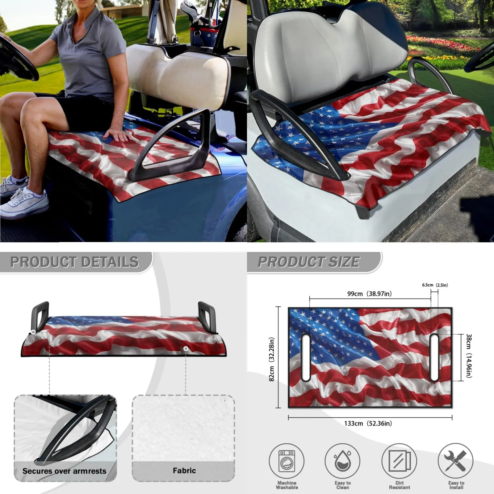 INSTANTARTS Golf Cart Seat Towels and Steering Wheel Cover image 4