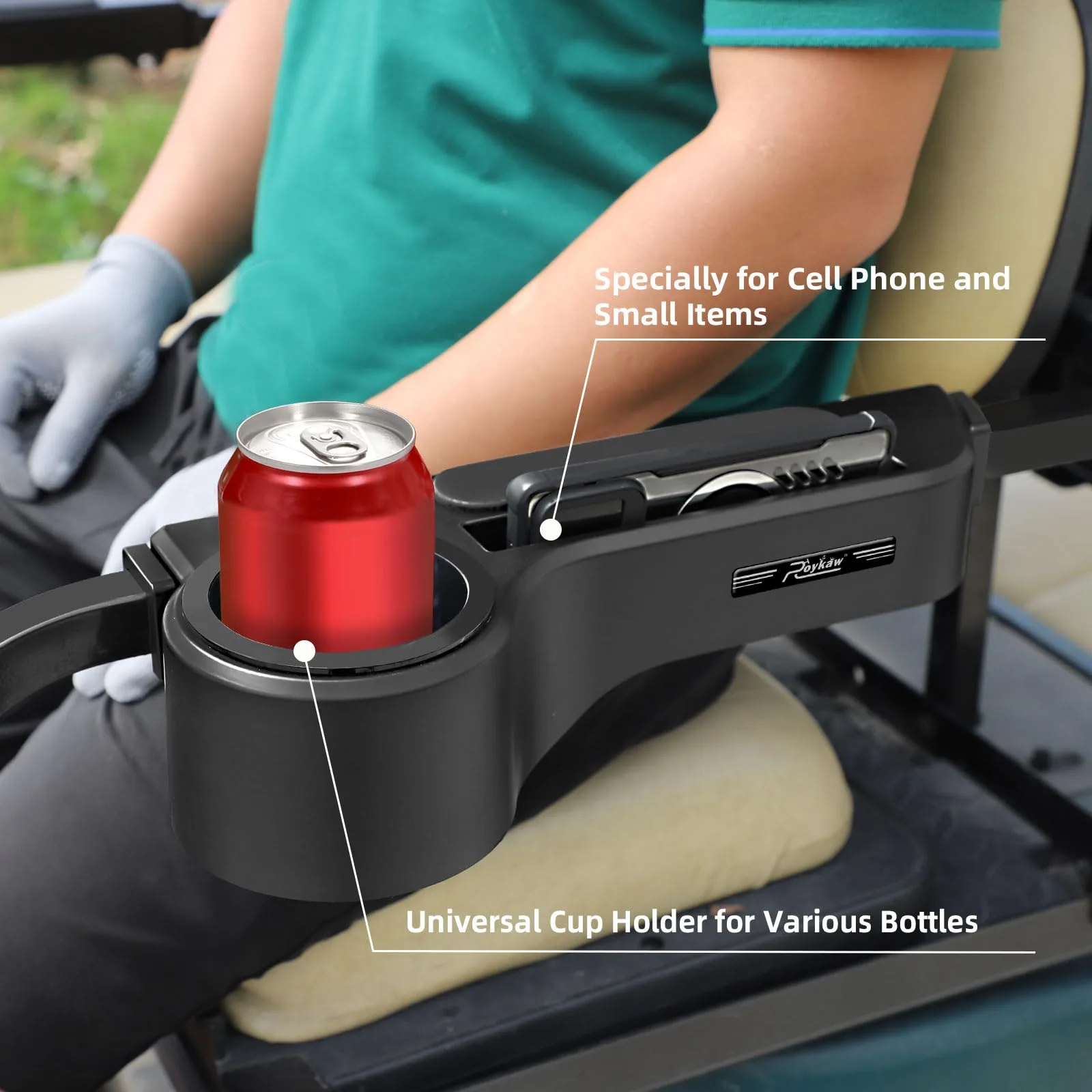Roykaw RG-0407 Rear Golf Cart Armrest with Cup & Phone Holder image 4