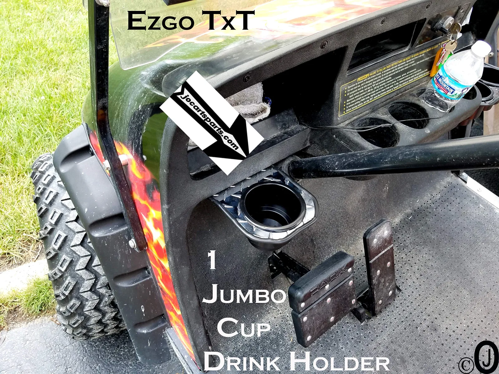 J & O Carts Parts Jumbo Cup Holder for E-Z-GO TXT