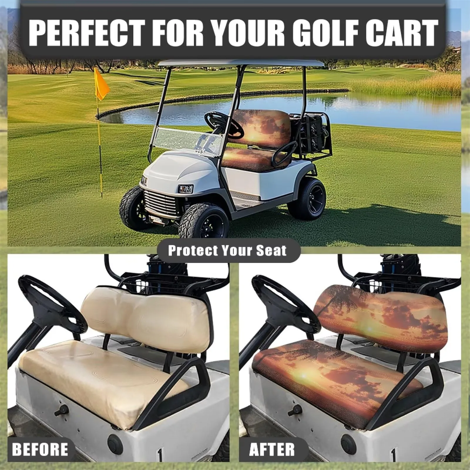 Quidrwyo Sunset Palm Tree Golf Cart Seat Covers image 4