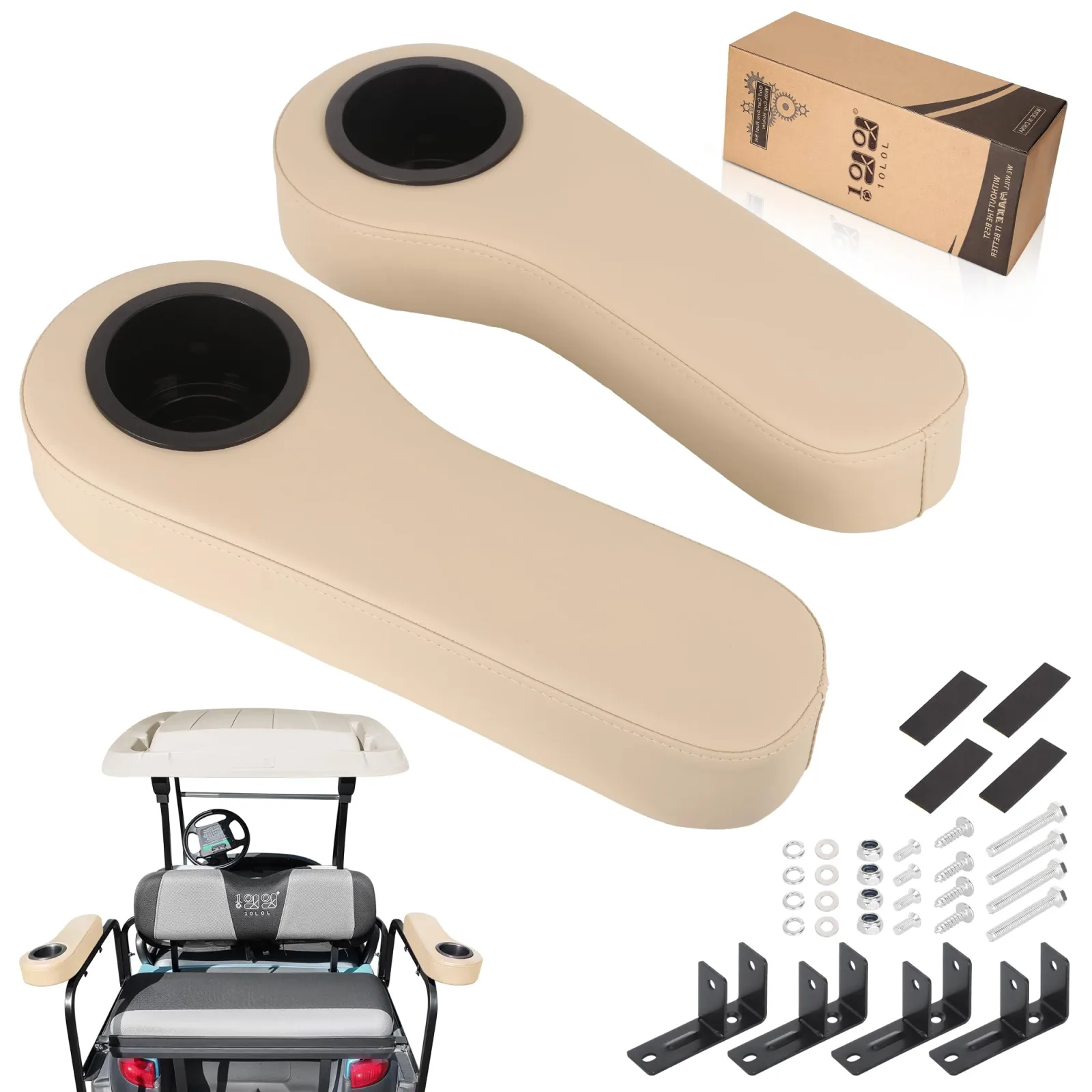 10L0L Golf Cart Rear Seat Armrests with Cup Holders