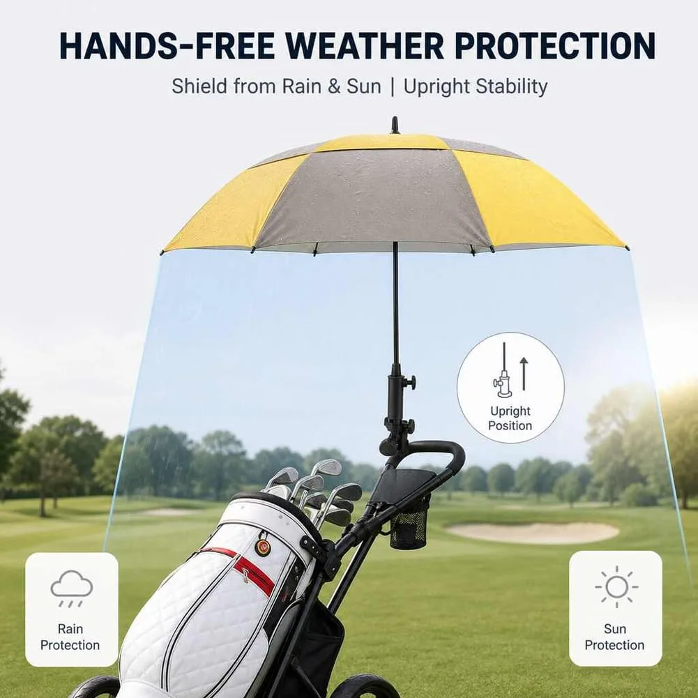 Zonitika Cart Umbrella Holder — Adjustable Black Golf Umbrella Clamp image 2