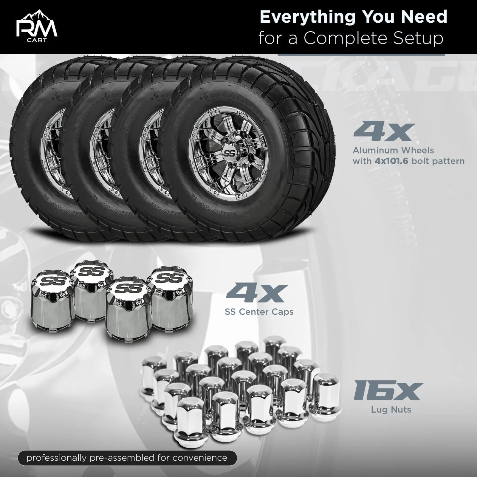 RM Cart Casino 22x10-10 Golf Cart Wheel and Tire Set image 3