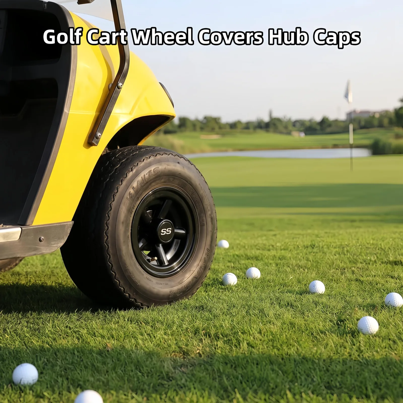 GENOUR 8-Inch Golf Cart Wheel Covers, Black, Set of 4 image 2