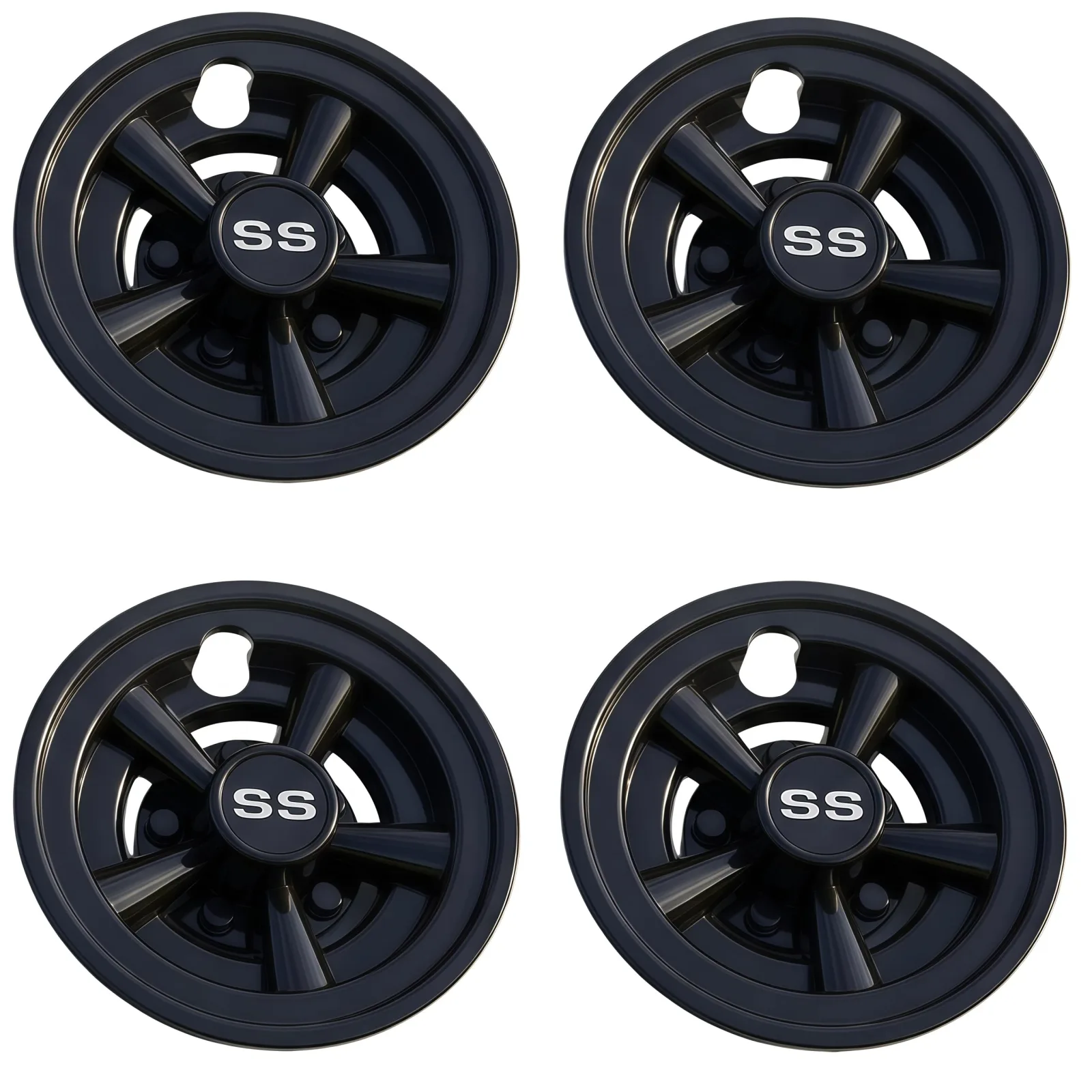 GENOUR 8-Inch Golf Cart Wheel Covers, Black, Set of 4