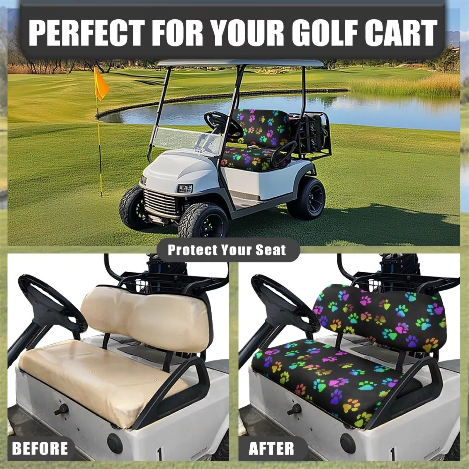 Wismoutput Golf Cart Seat Covers for EZGO and Club Car image 4