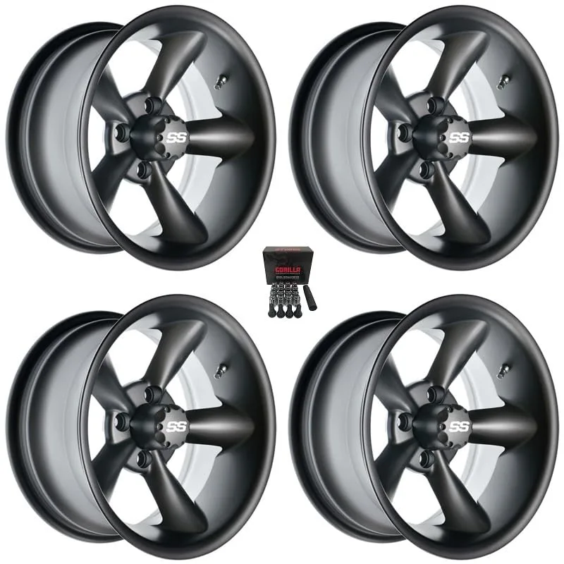 GTW Godfather 12-Inch Golf Cart Wheels, Matte Gray Set