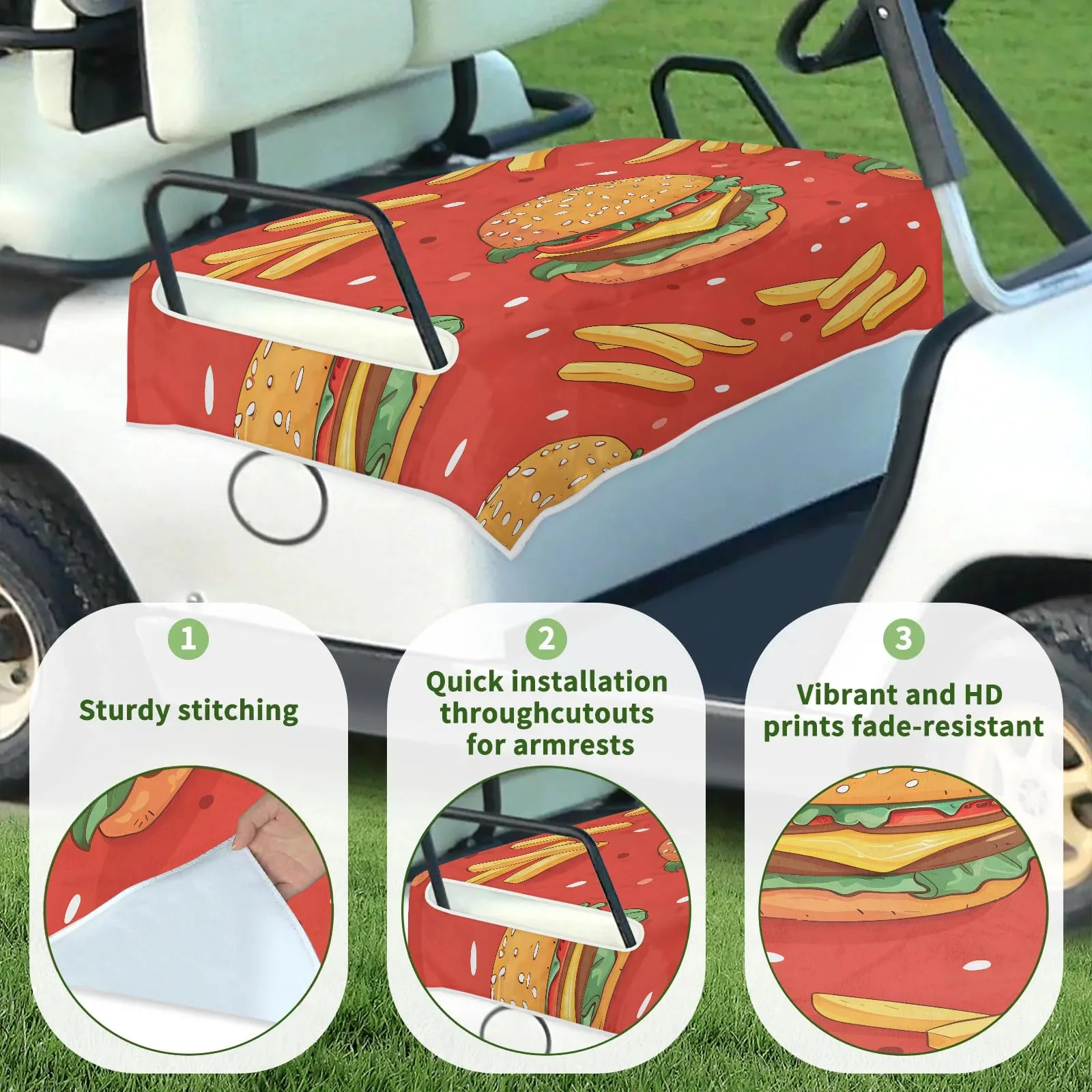 Tiveruda Golf Cart Seat Cover for Double Seats image 3