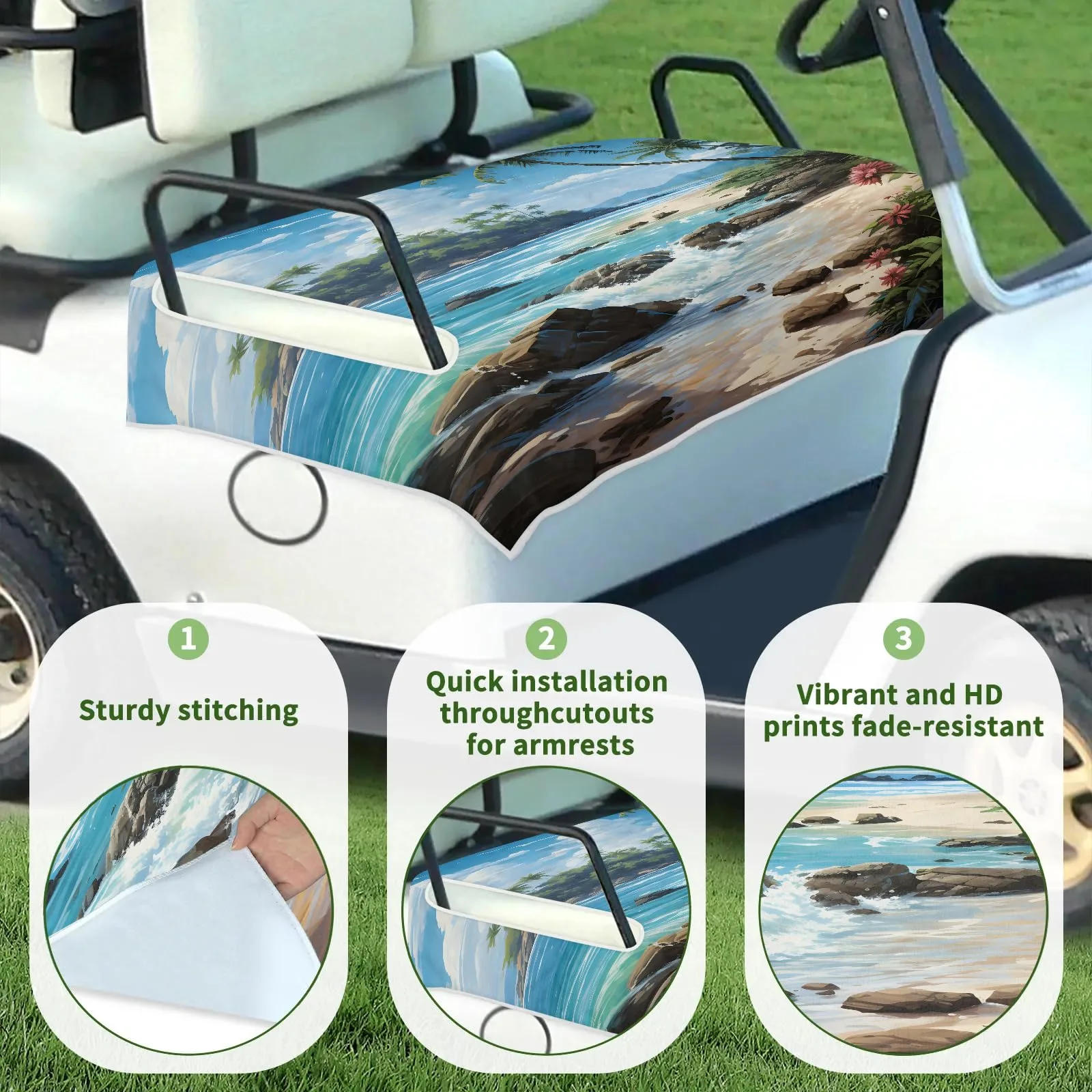 Tiveruda 51" x 31" Universal 2-Person Golf Cart Seat Cover - Polyester image 3