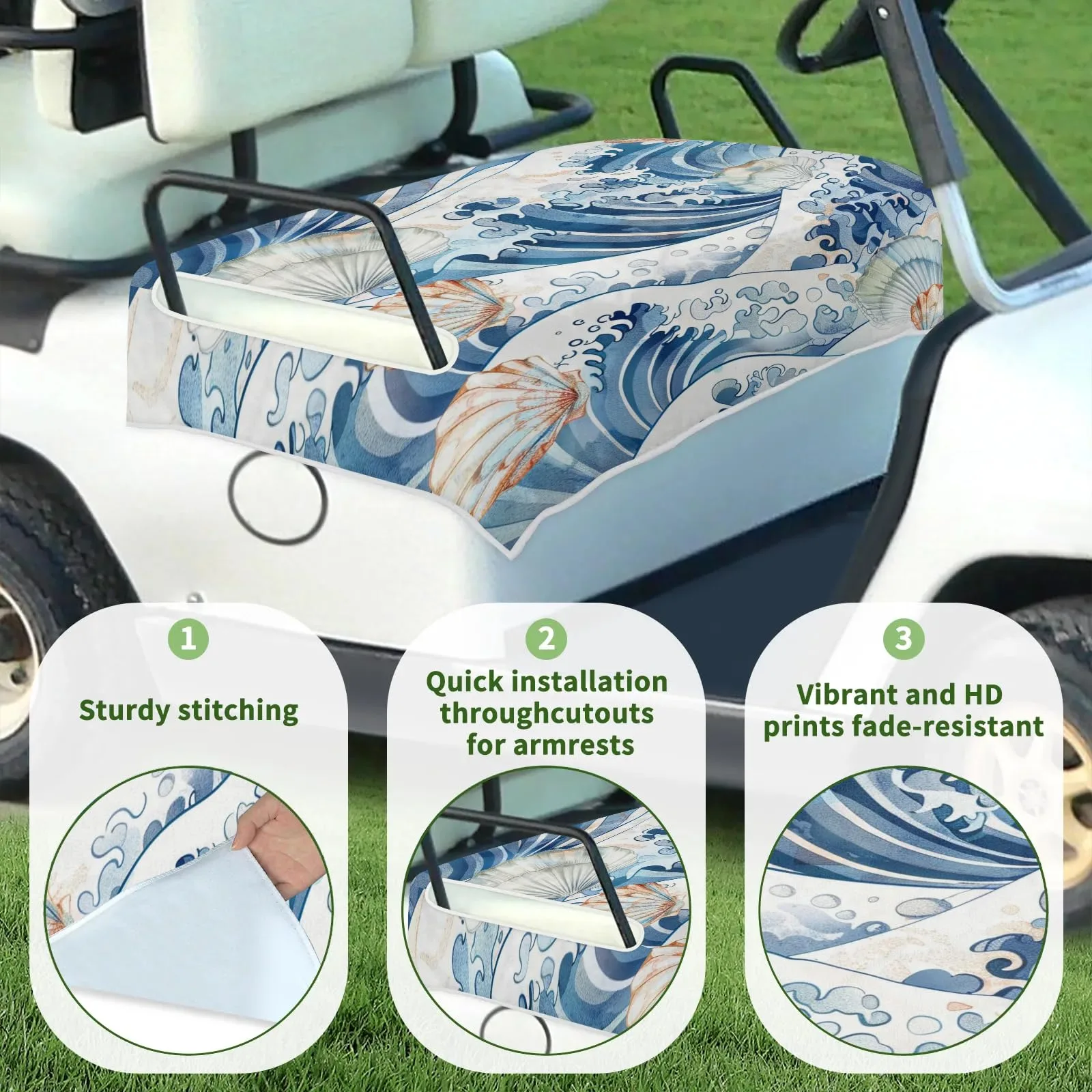Tiveruda Golf Cart Seat Cover for Double Seats, 51 x 31 in image 3