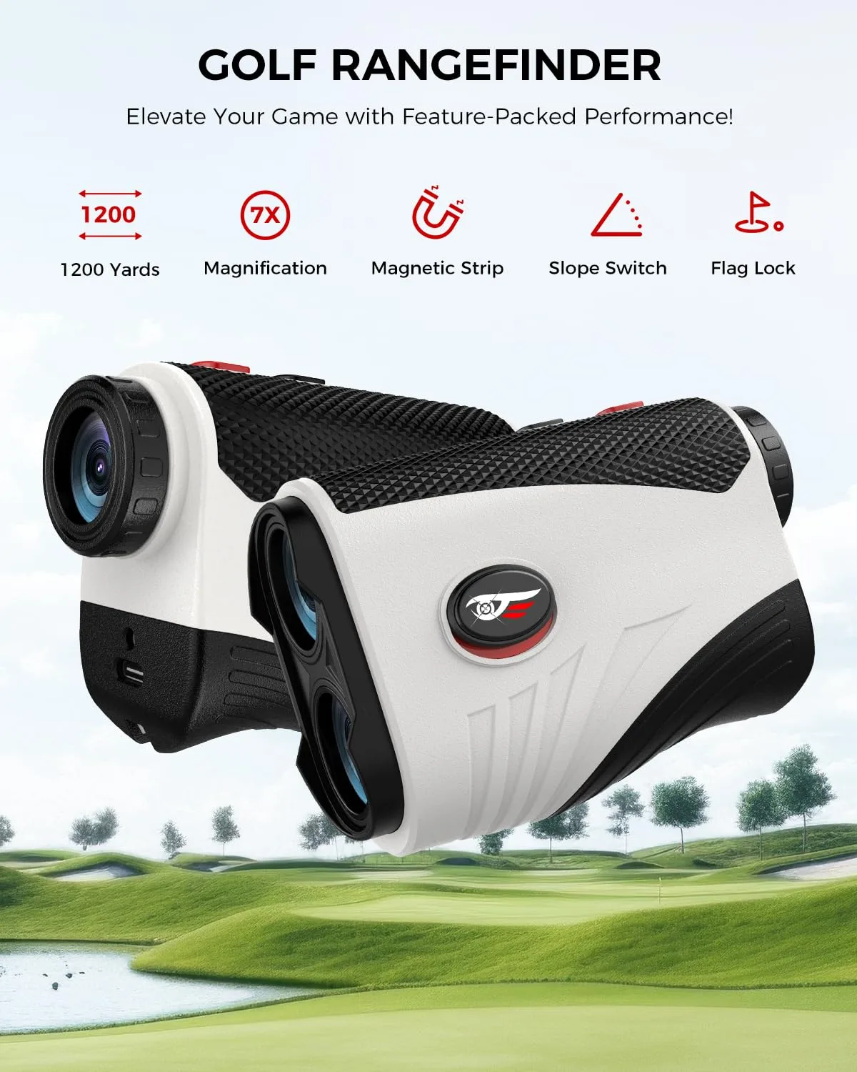 VyKure PR168 Golf Rangefinder — 7x Magnification, 3–1200 yd image 2