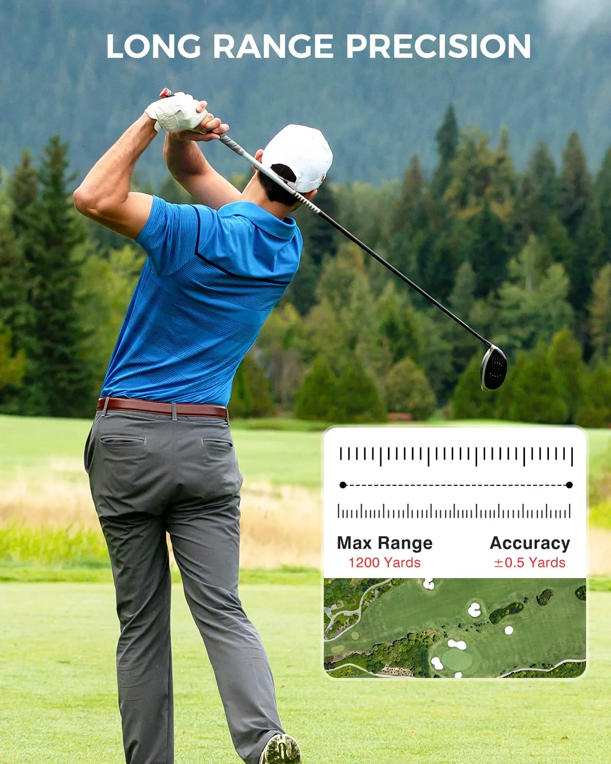 VyKure PR168 Golf Rangefinder — 7x Magnification, 3–1200 yd image 3