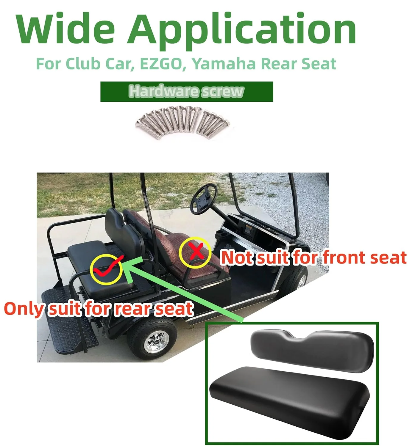 Dr.Acces YR-397-1 Rear Flip Seat Cushion Set for E-Z-GO, Club Car, Yamaha image 3