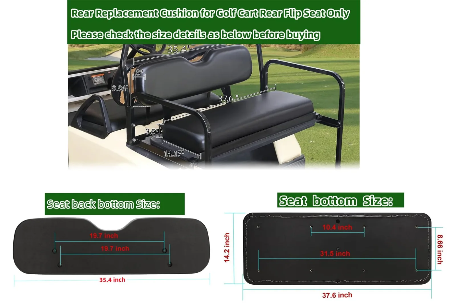 Dr.Acces YR-397-1 Rear Flip Seat Cushion Set for E-Z-GO, Club Car, Yamaha image 4