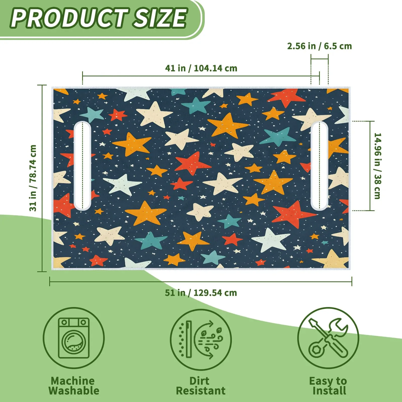 Tiveruda Colorful Stars Golf Cart Seat Cover, 51 x 31 in image 2
