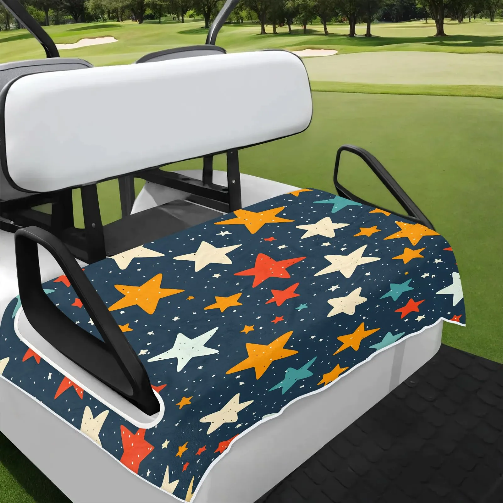 Tiveruda Colorful Stars Golf Cart Seat Cover, 51 x 31 in