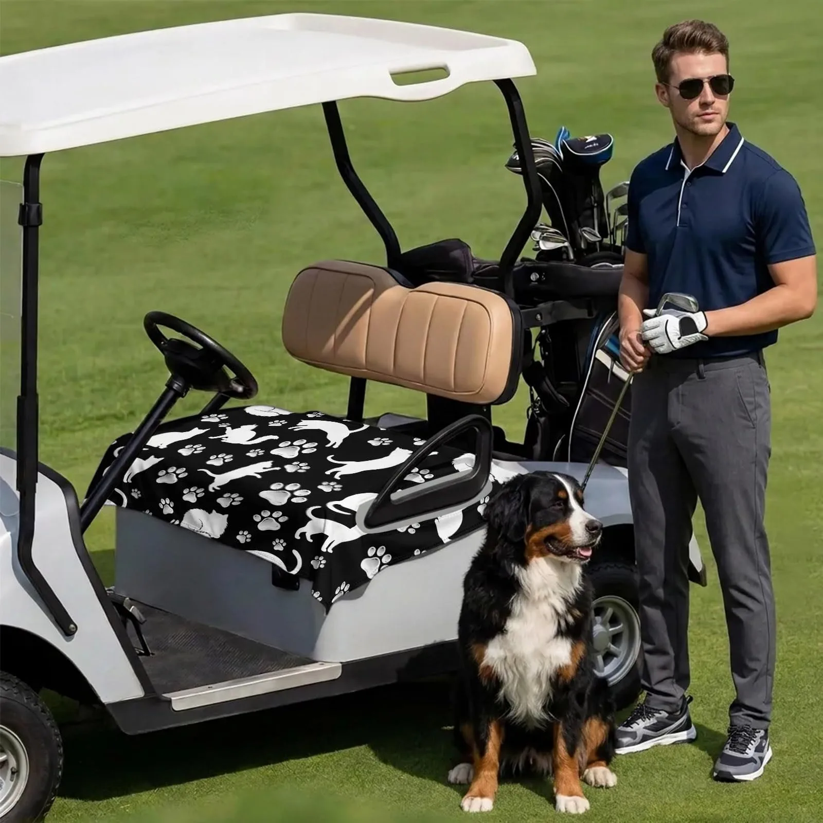 DecorLovee Black Golf Cart Seat Cover 51 x 31 Inch image 3