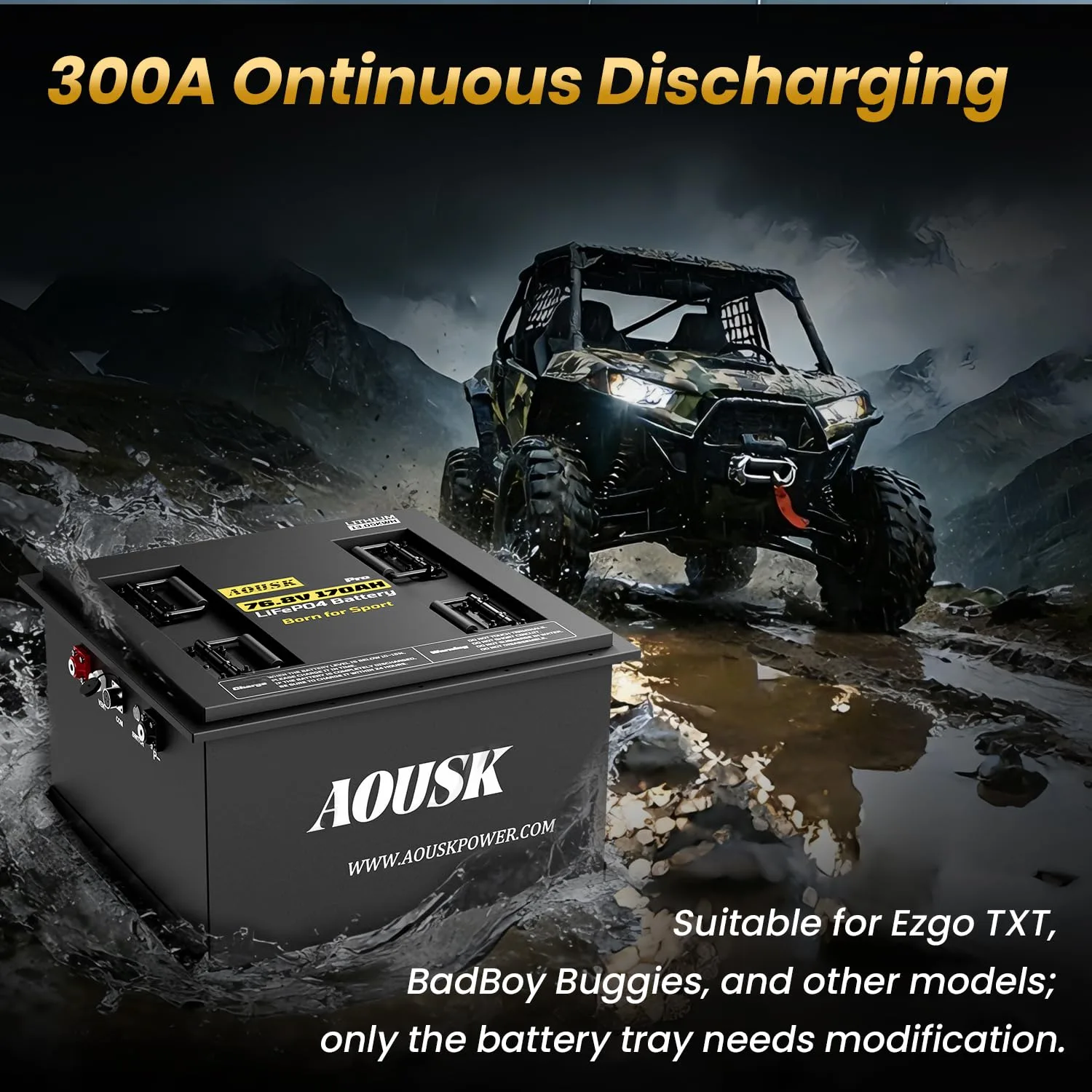 AOUSK 76.8V 170Ah LiFePO4 Golf Cart Battery image 2