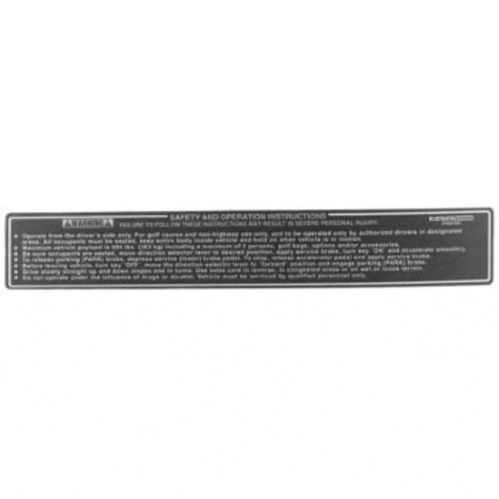 Safety Label Decal for E-Z-GO TXT and Medalist Golf Carts