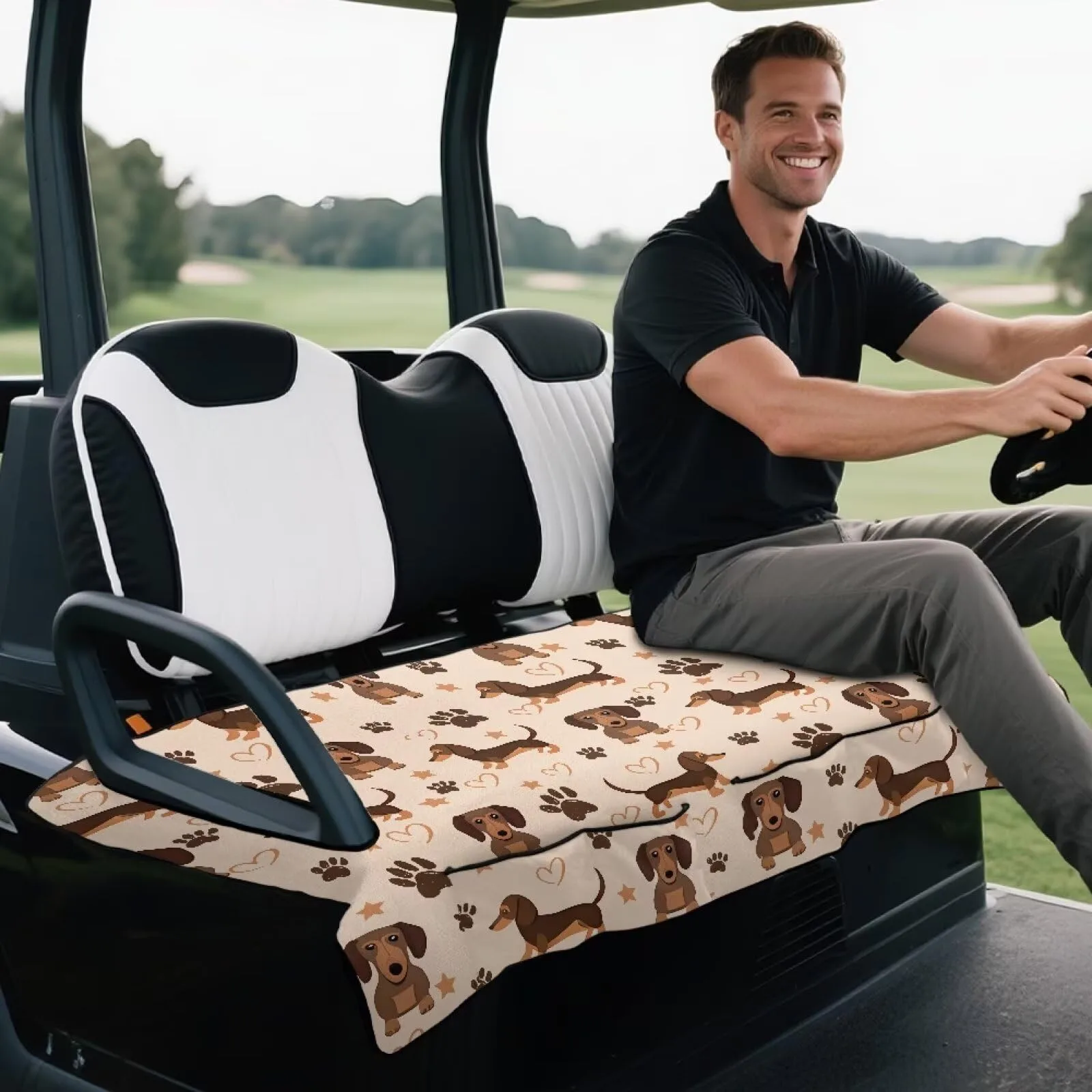 Wismoutput Universal 2-Seat Golf Cart Seat Cover with Front Pockets image 4