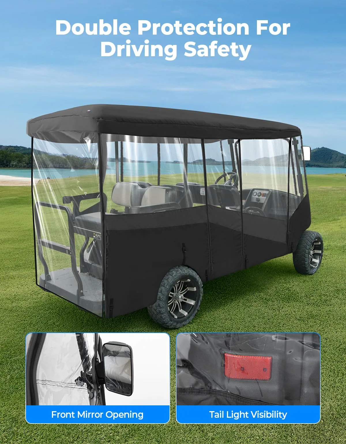 KEMIMOTO 6-Passenger Golf Cart Enclosure B1407-00006-BK image 3