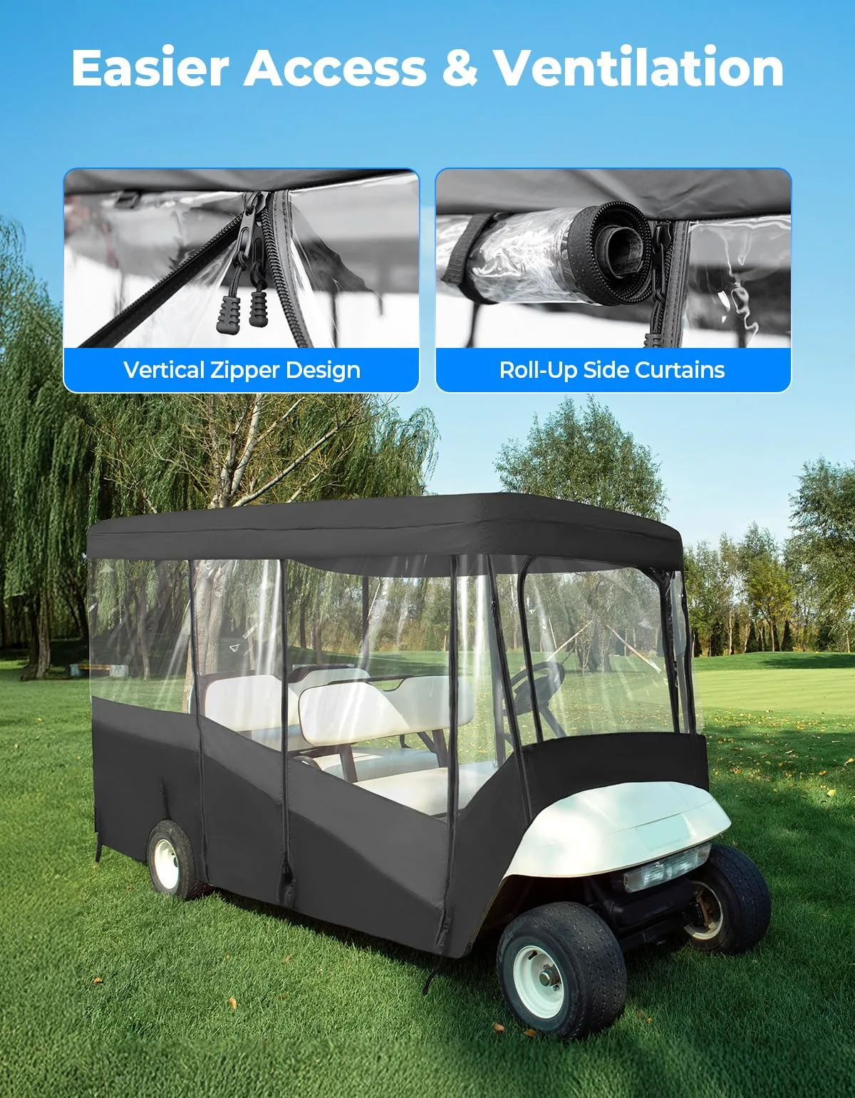 KEMIMOTO 6-Passenger Golf Cart Enclosure B1407-00006-BK image 4