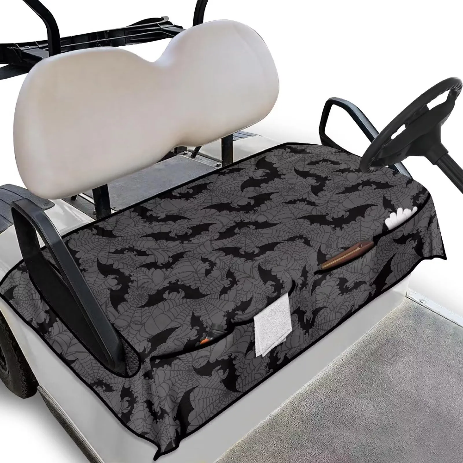 TOADDMOS Golf Cart Rear Seat Cover with 4 Pockets