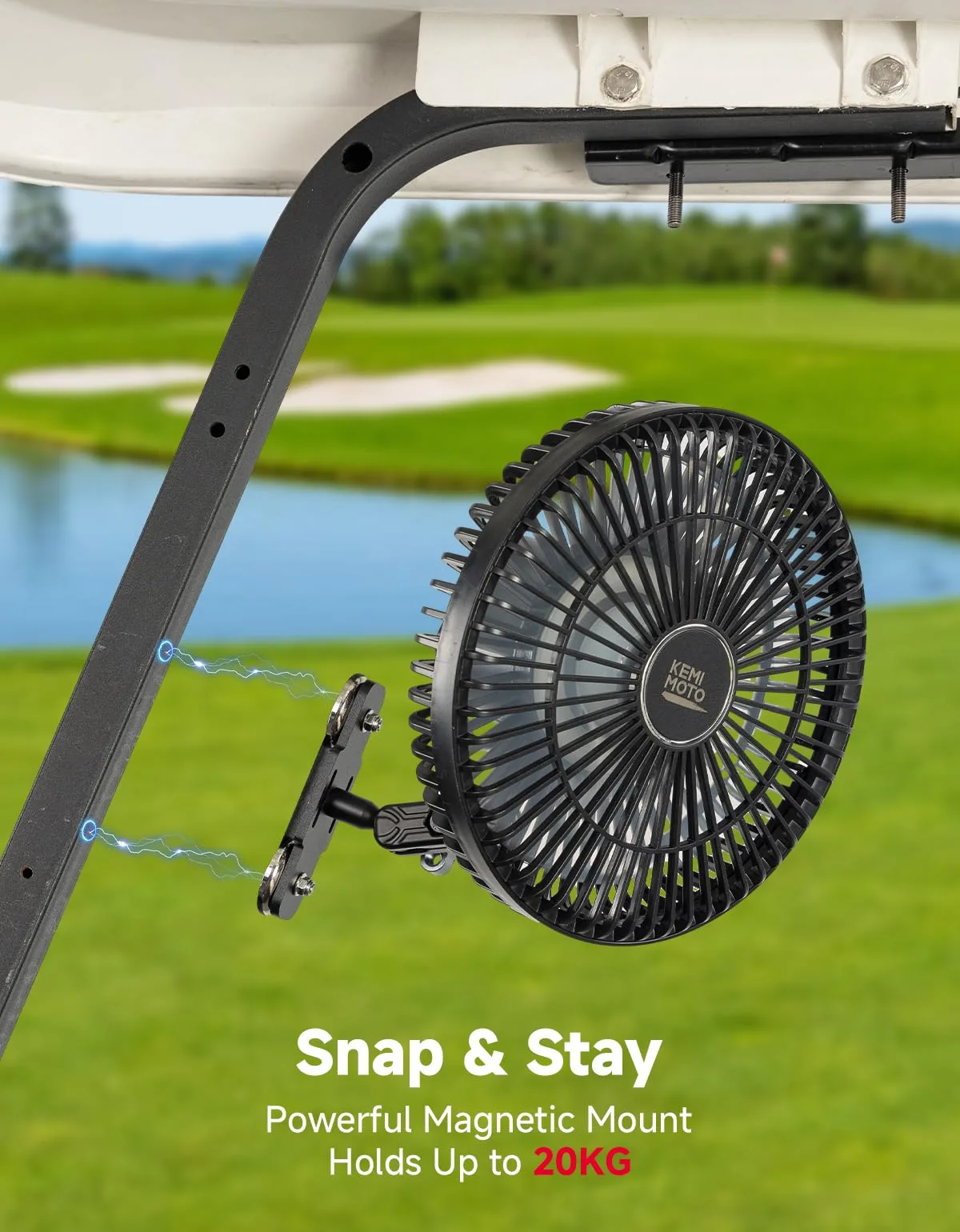 KEMIMOTO 8-Inch Magnetic Golf Cart Fan B0408-00002-BK1 image 2