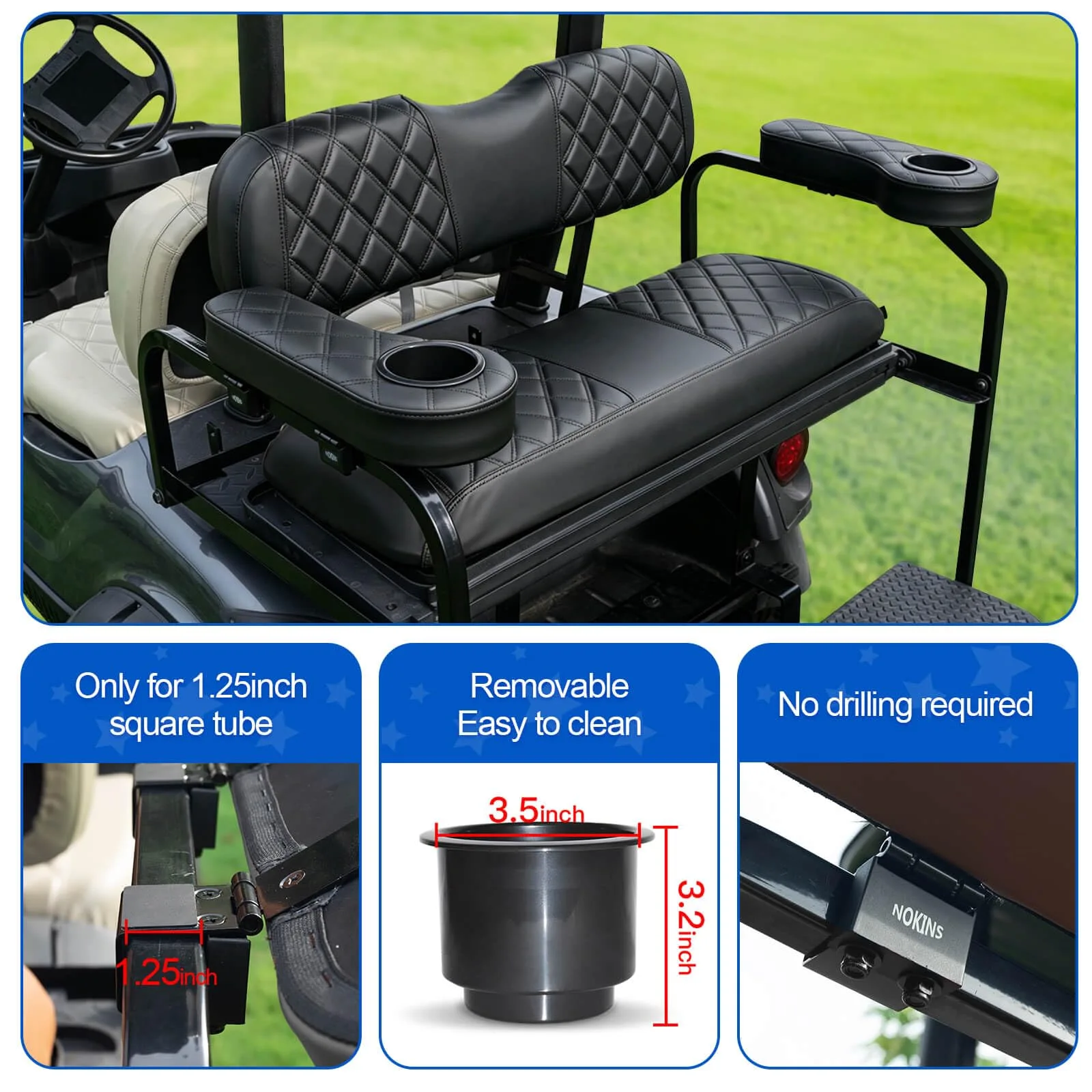 NOKINS NKSARM005 Flip-Up Golf Cart Armrest image 2