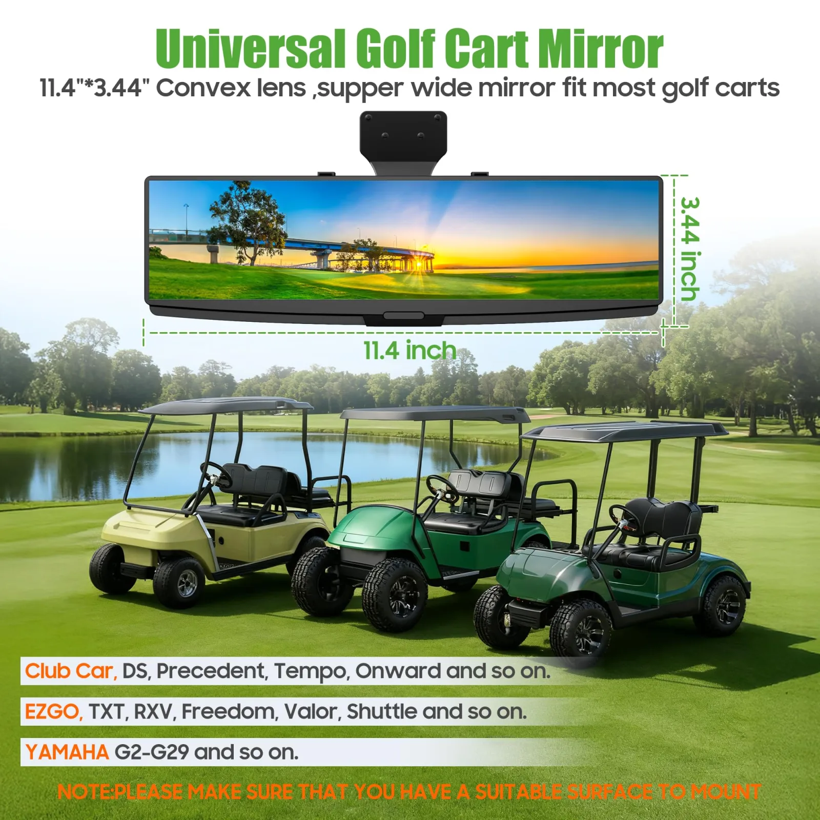 10L0L Golf Cart Rearview Mirror for Yamaha, Club Car & E-Z-GO image 4