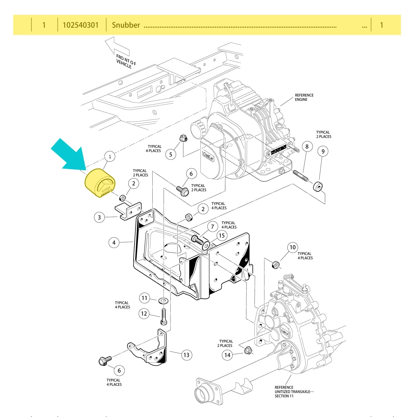 10L0L Club Car DS Motor Mount and Bushing Kit image 3