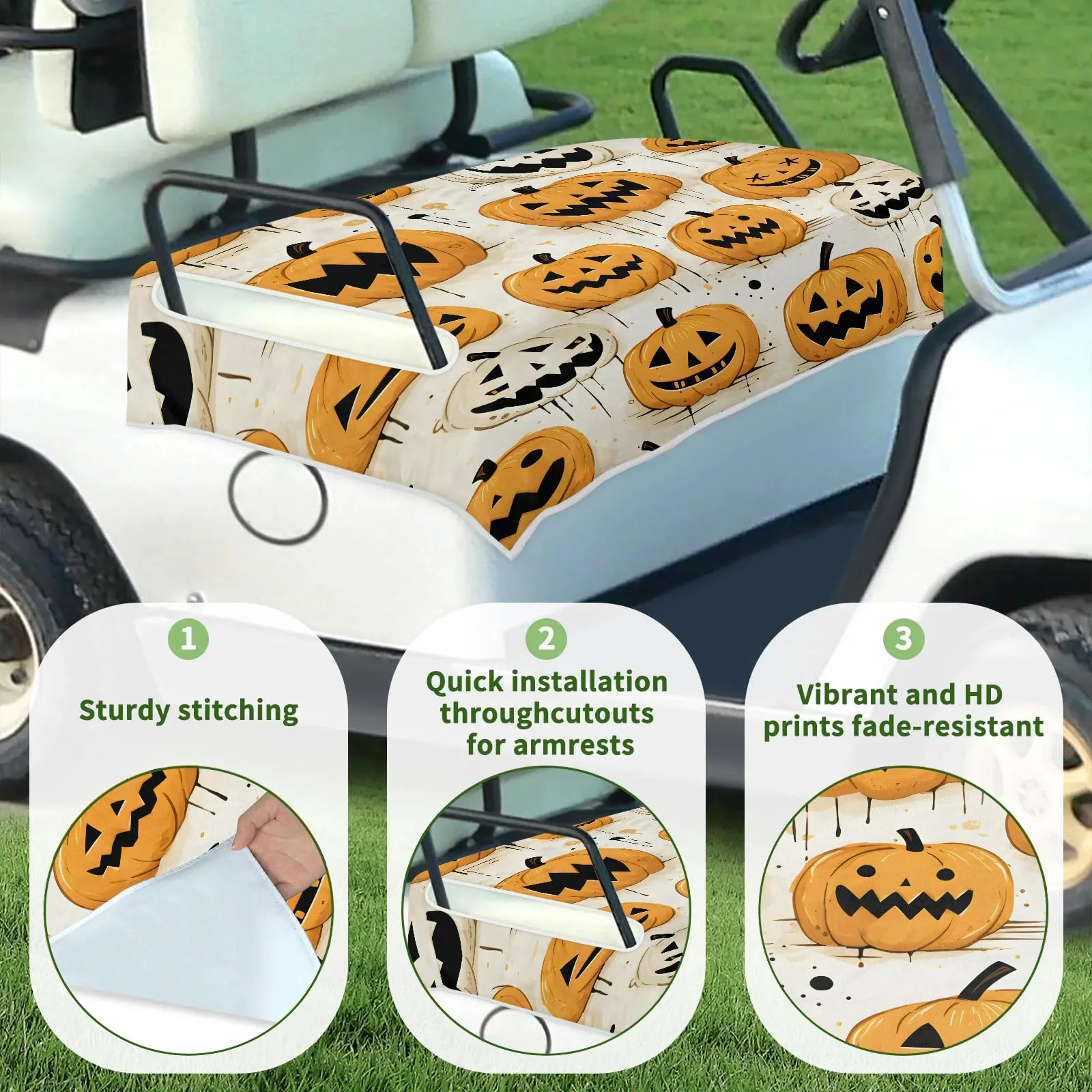 Tiveruda Halloween Pumpkin Golf Cart Seat Cover 51 x 31 in image 3