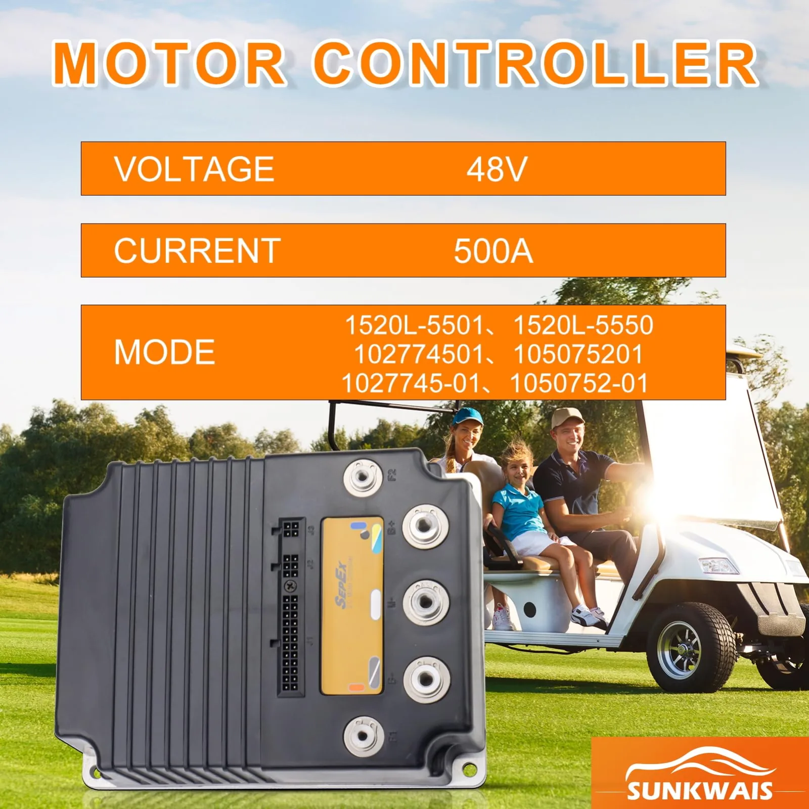 SUNKWAIS 1520L-5550 48V 500A Golf Cart Controller image 3