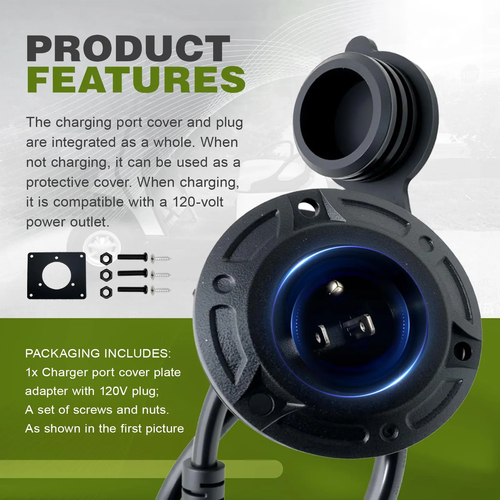 zyamstr Charger Port Cover Plate Adapter with 120V Plug image 3