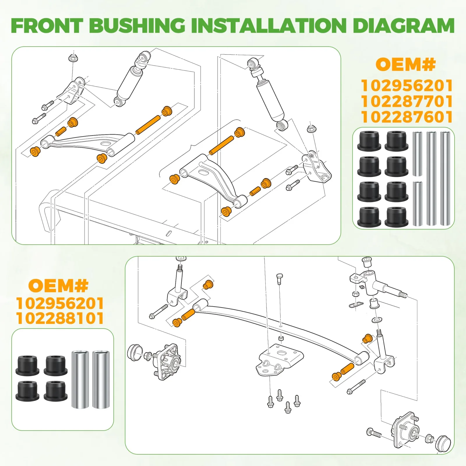 10L0L Suspension Bushing Sleeve Kit for Club Car Precedent image 4