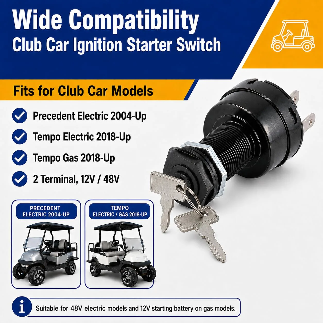 Roykaw Ignition Key Switch for Club Car Precedent and Tempo image 2