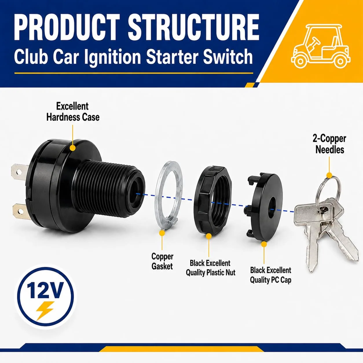 Roykaw Ignition Key Switch for Club Car Precedent and Tempo image 4