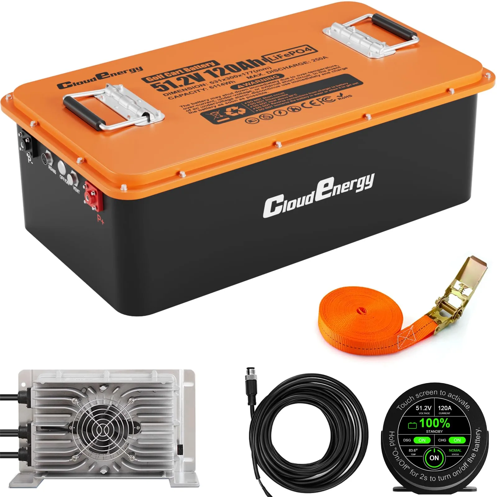 Cloudenergy 48V 120Ah LiFePO4 Golf Cart Battery