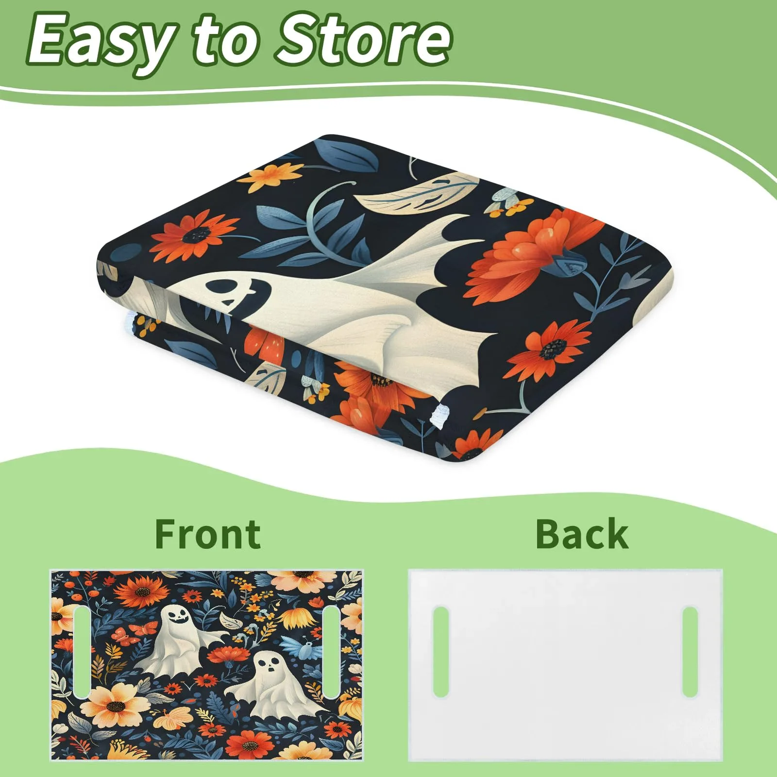 Tiveruda Halloween Floral Ghost 51" x 31" Golf Cart Seat Cover image 4