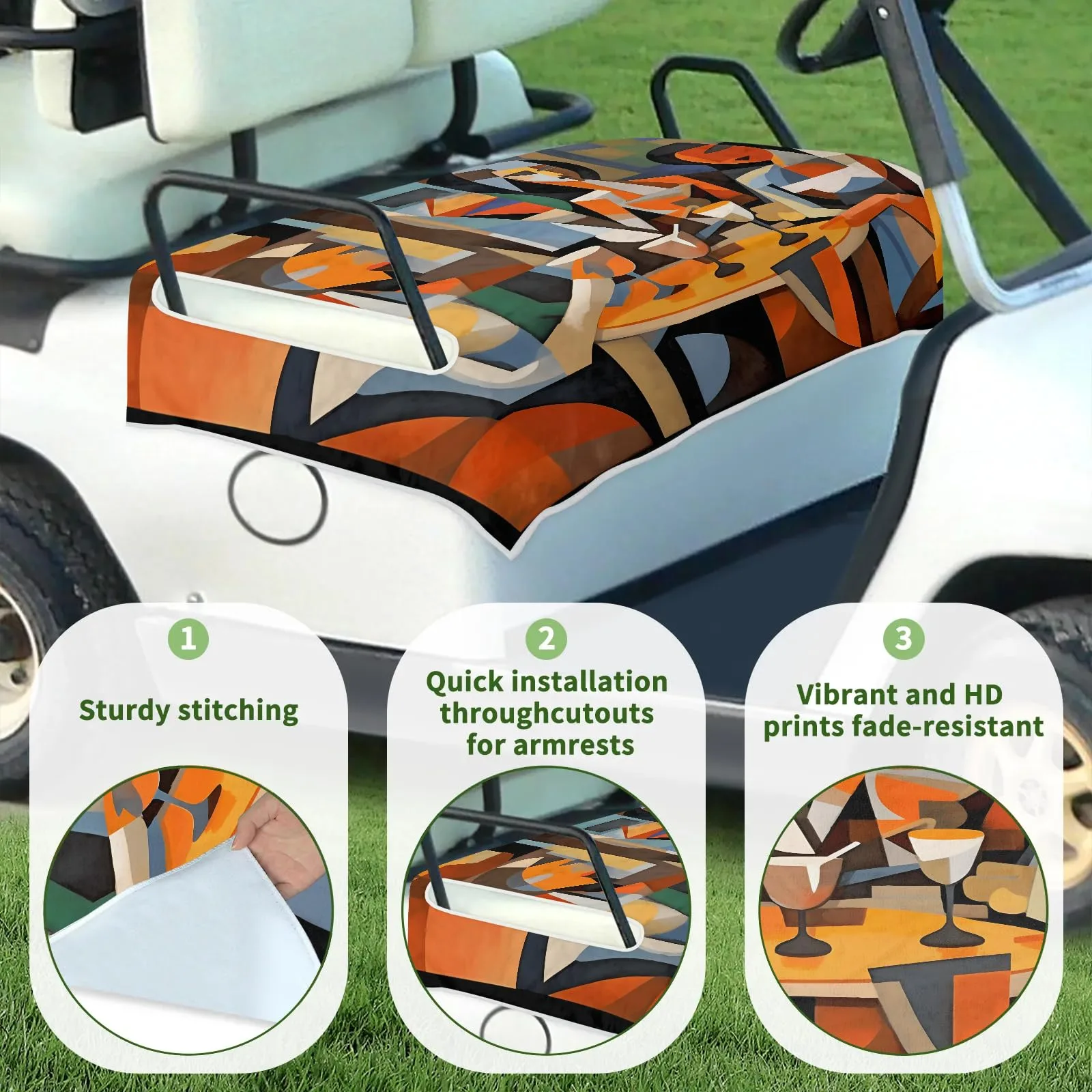 Tiveruda Golf Cart Seat Cover for Double Seats image 3