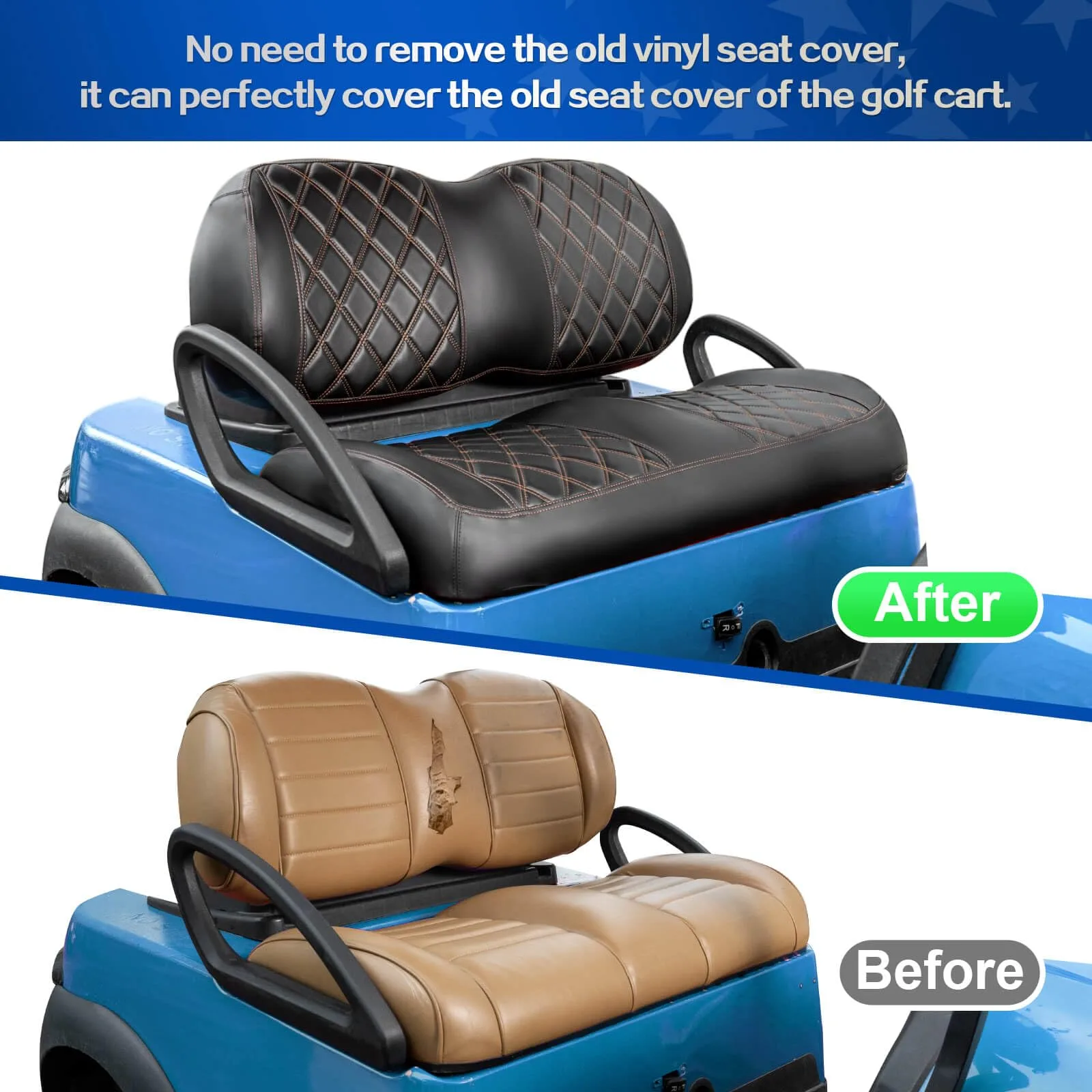 NOKINS Front Diamond Seat Covers for Club Car Precedent/Tempo/Onward - WGN10015-P image 2