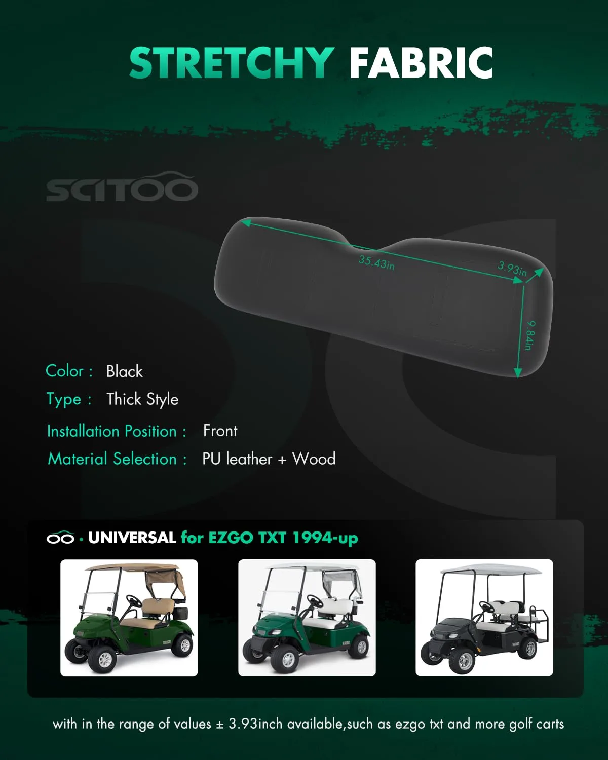 SCITOO Front Seat Cushion for EZGO TXT Golf Cart image 2