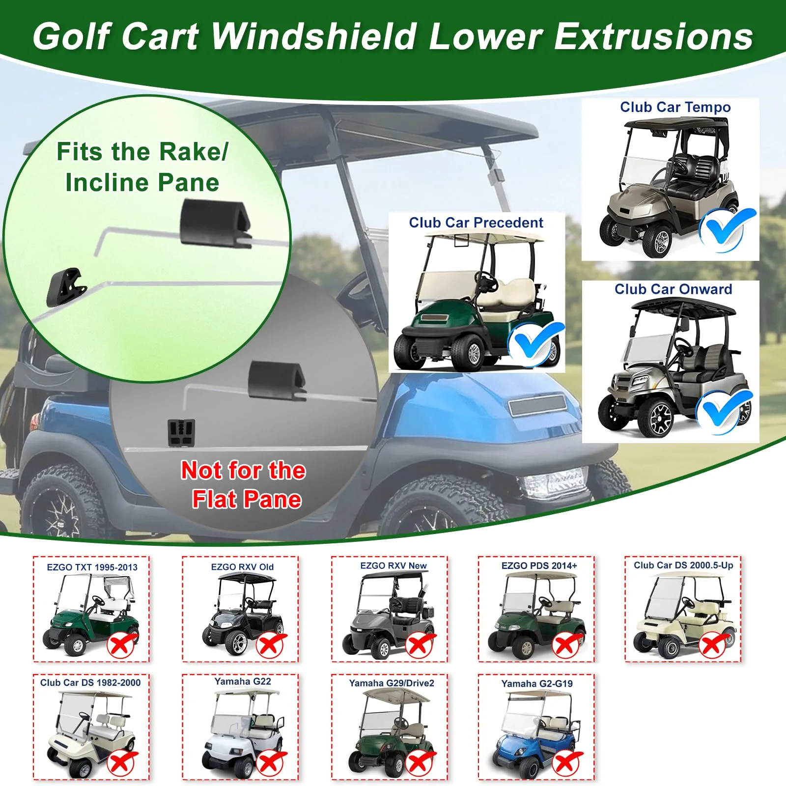 Cartalia WBCT798 Windshield Clips for Club Car Carts image 2