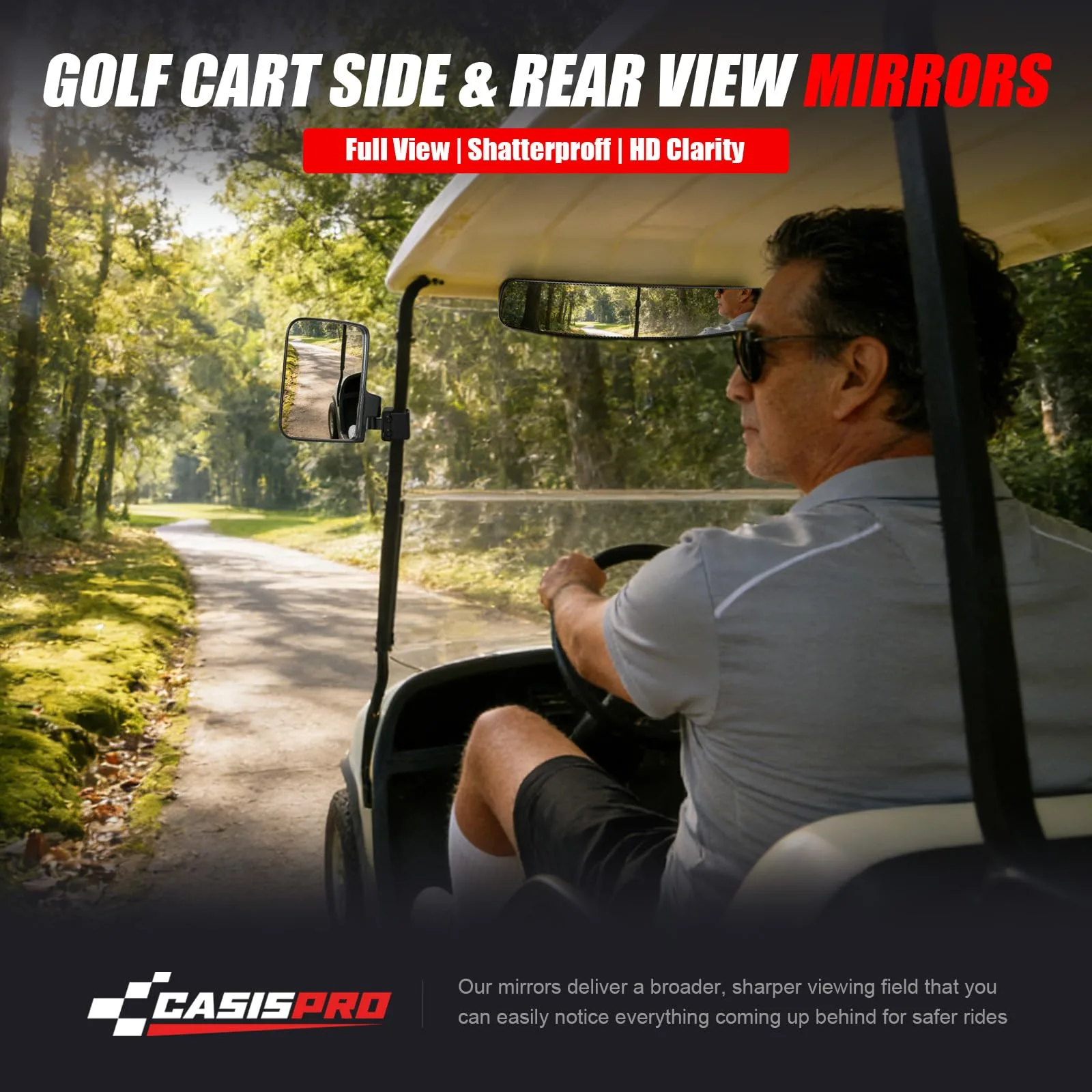 CASISPRO Universal Golf Cart Side and Rearview Mirror Kit image 2