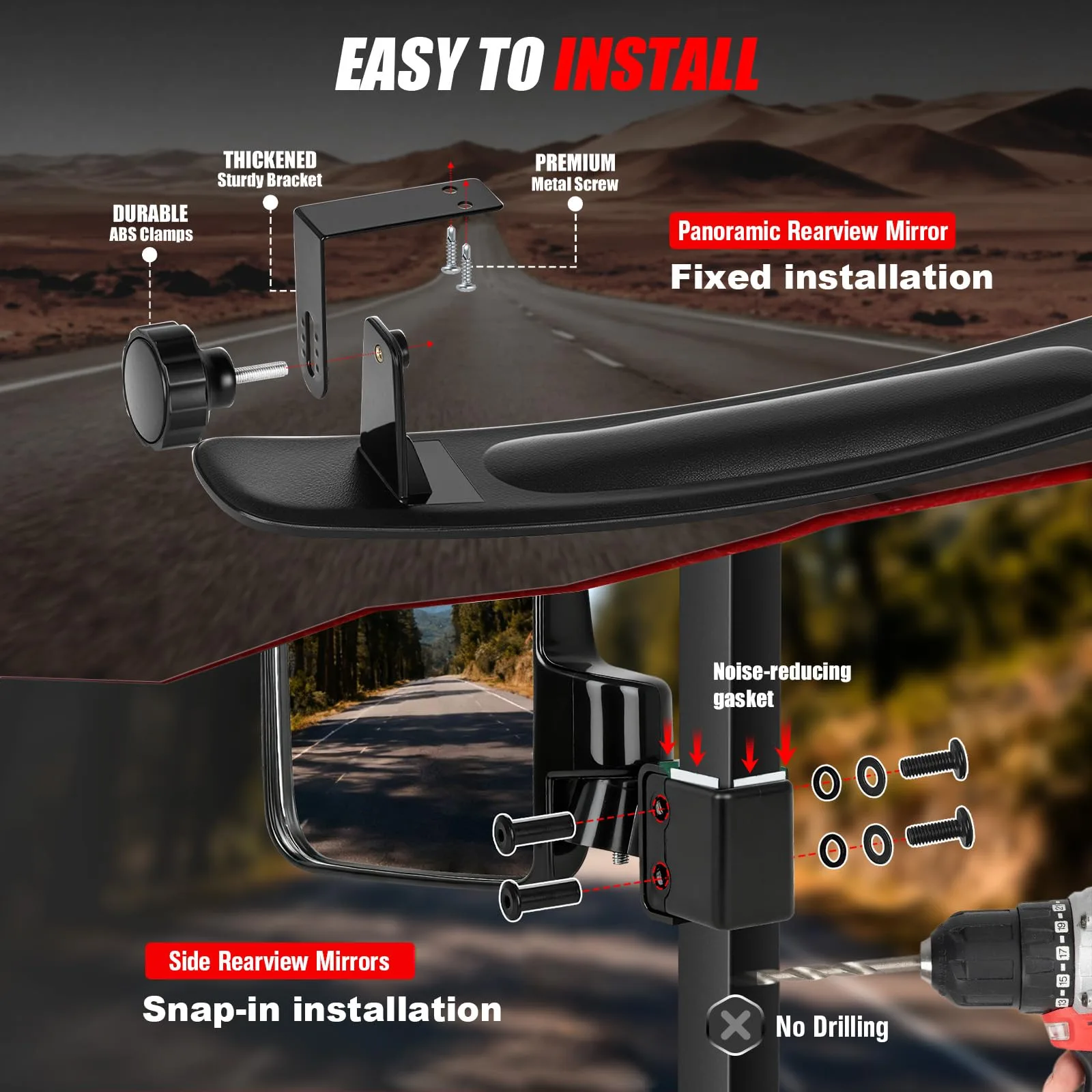 CASISPRO Universal Golf Cart Side and Rearview Mirror Kit image 3