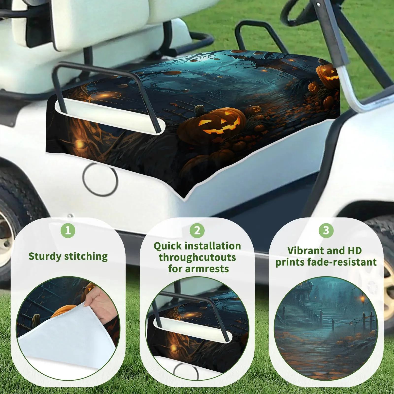 Tiveruda Halloween Pumpkins Golf Cart Seat Cover image 3