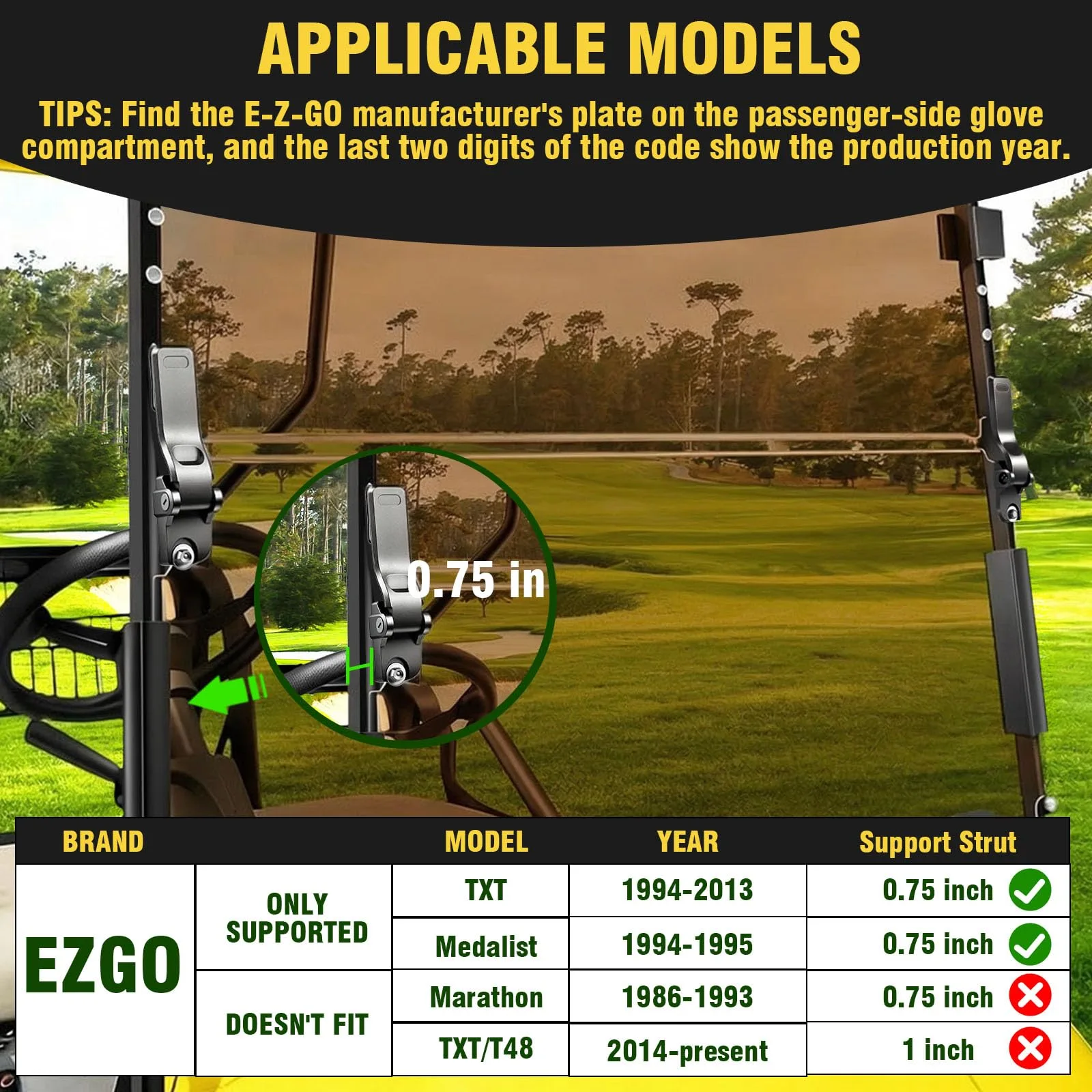 CasCartCade Windshield for E-Z-GO TXT 1994-2013 image 2