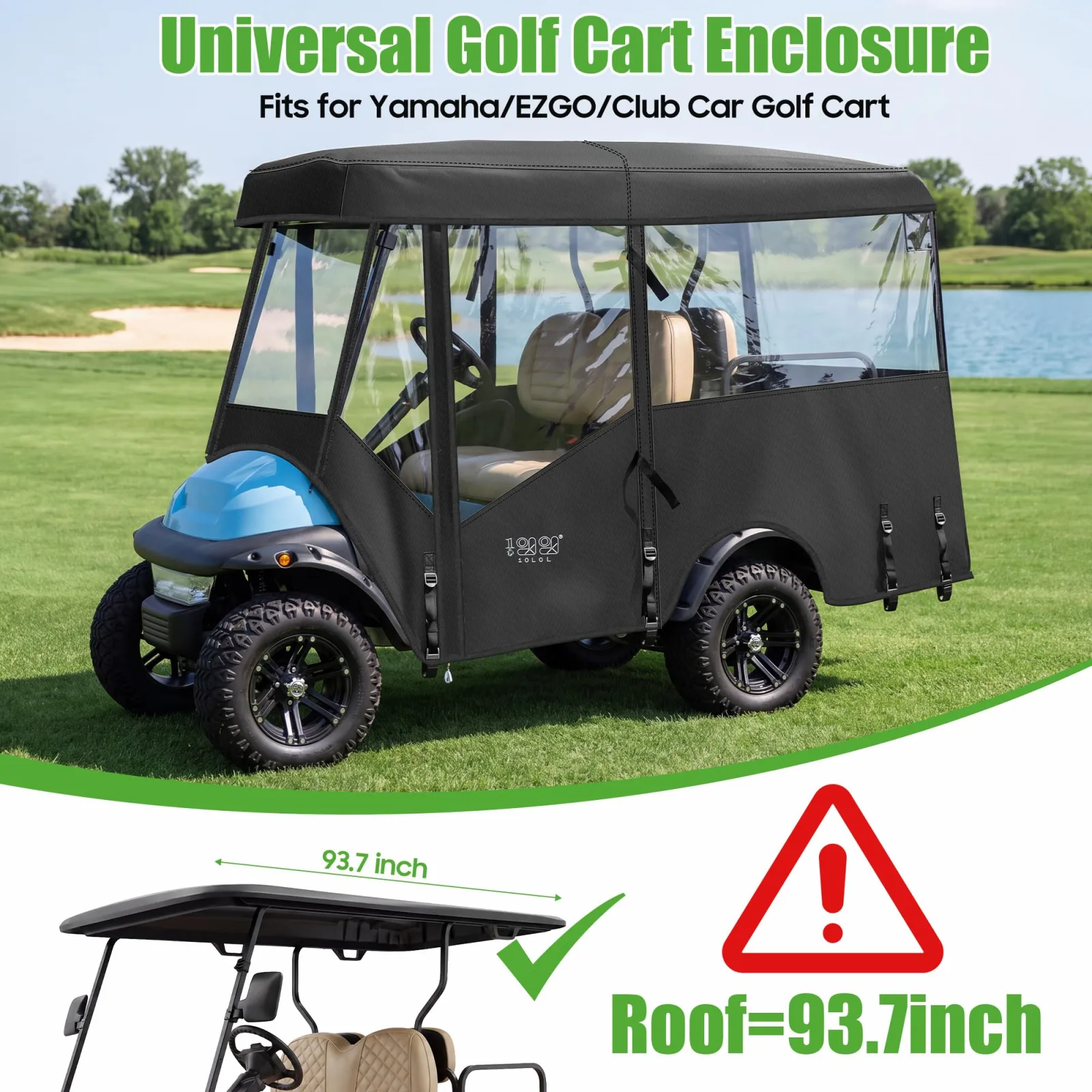 10L0L 4-Passenger Golf Cart Enclosure, 93.7-Inch Roof image 2